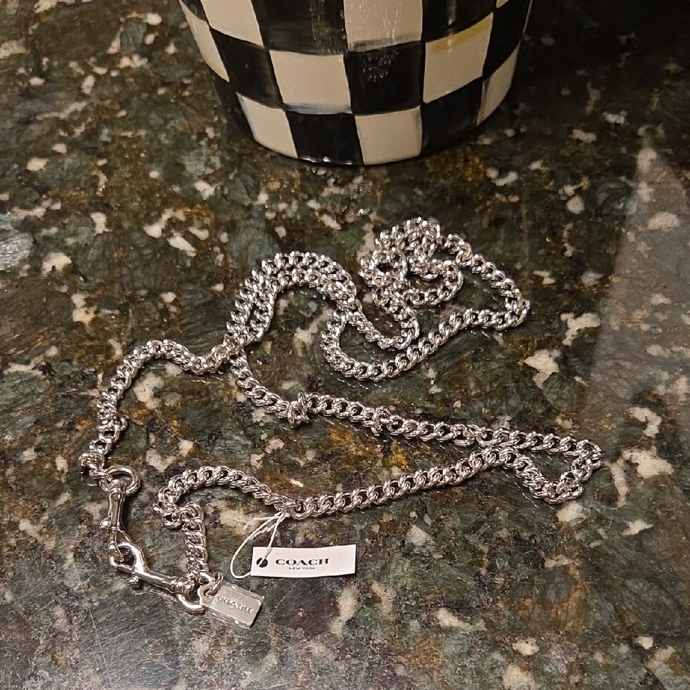 Coach Silver-Tone Tag Curb Chain Handbag Strap